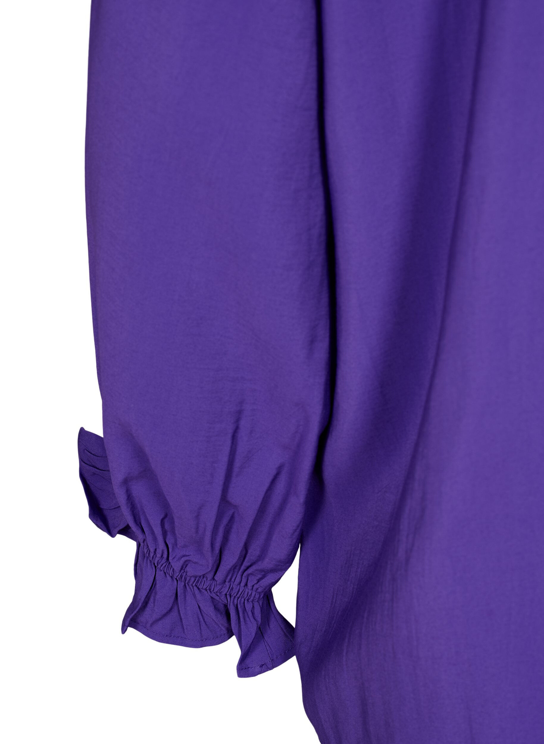 Zizzi Viscose blouse met lange mouwen en ruches, Prism Violet, Packshot image number 3