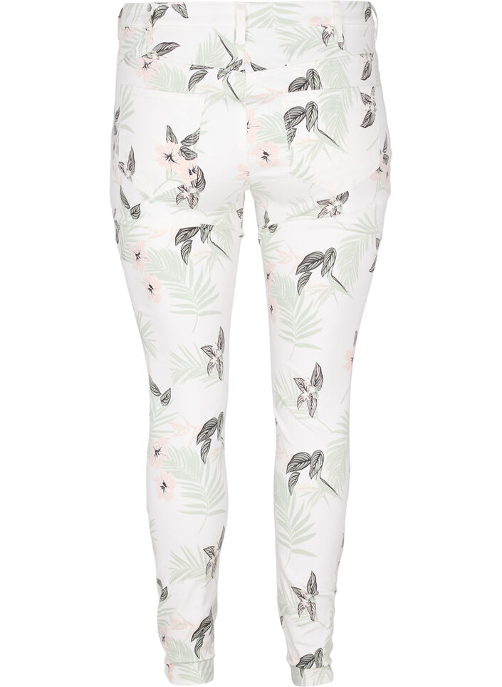 Amy jeans met hoge taille en bloemenprint, White Flower AOP L78, Packshot image number 1