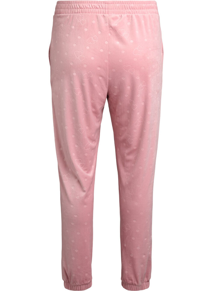 Velours broek met stippen en hartjes, Roze, Packshot image number 1