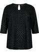 Blouse met motief, 3/4 mouwen en glitter, Black, Packshot image number 0