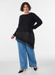 Gebreide blouse met gelaagd effect en kanten rand, Zwart, Model image number 1