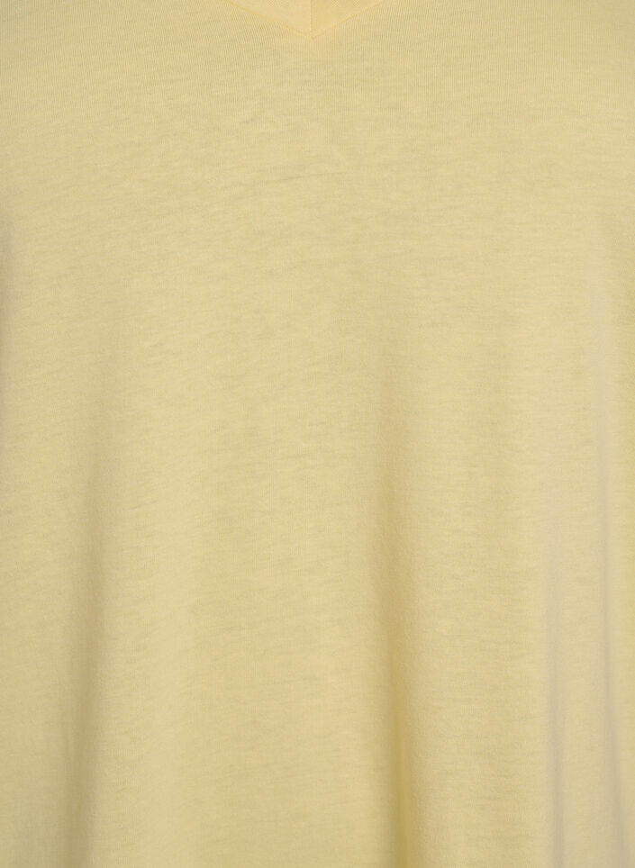 T-shirt met korte mouwen en v-hals, Geel, Packshot image number 2