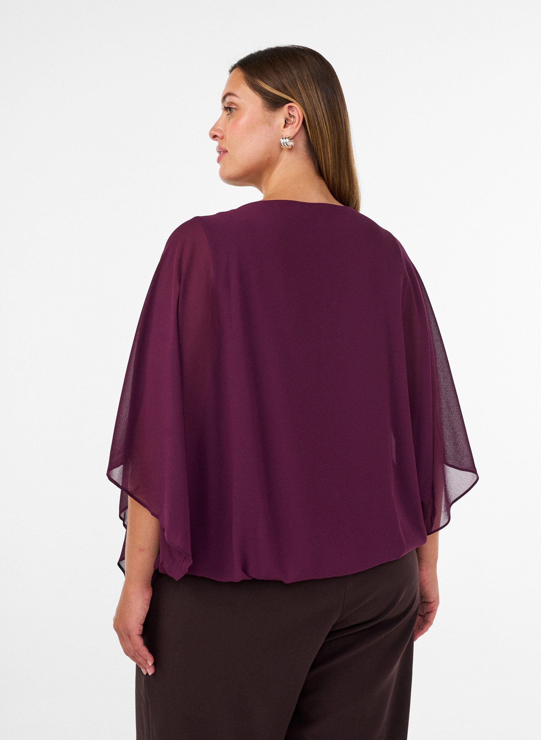 ZizziChiffon blouse met balloneffect, Paars, Model image number 2