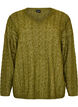 Gebreide blouse met kabelpatroon en V-hals, Groen, Packshot image number 0