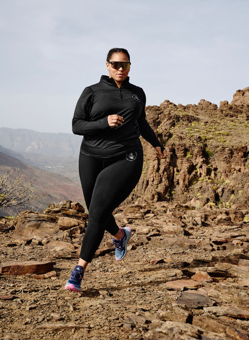 Trainingstop met hoge hals en ritssluiting, Black, Image image number 1