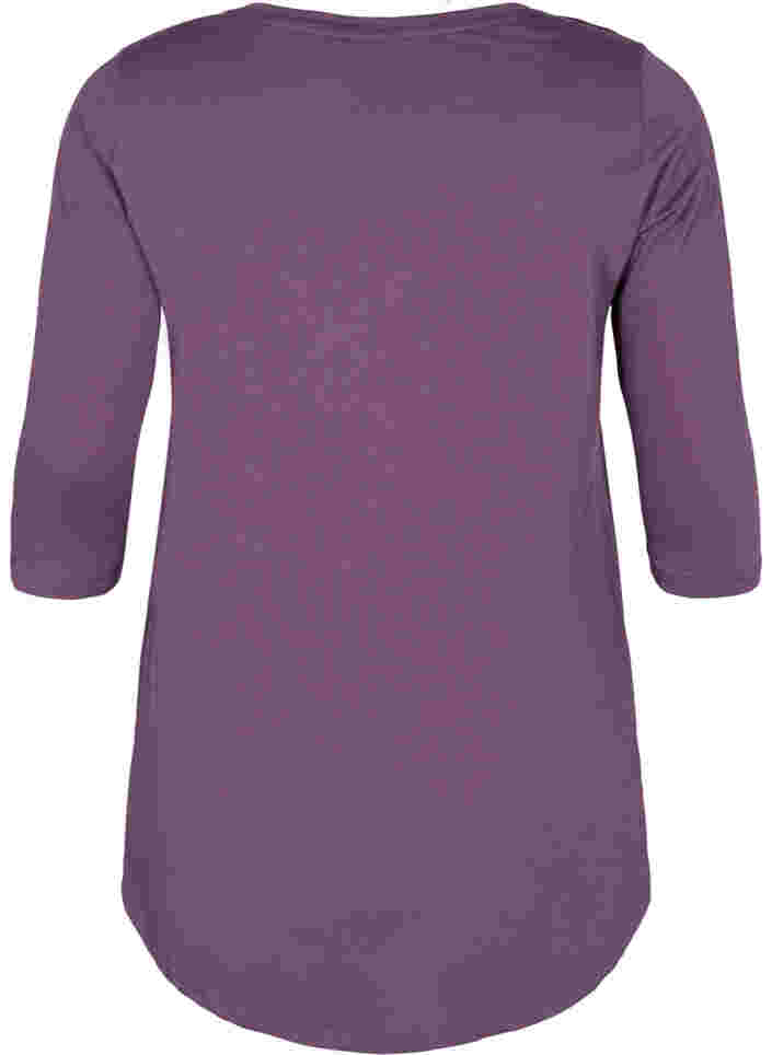 Katoenen t-shirt met 3/4 mouwen, Vintage Violet, Packshot image number 1