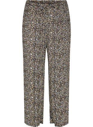 Losse viscose pyjama broek in all-over print, Black Flower AOP, Packshot image number 0