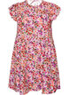 Katoenen bloemenjurk met ruches en V-hals, Roze, Packshot image number 0