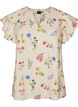 Viscose en linnen blouse met ruches aan de mouwen, Beige, Packshot image number 0