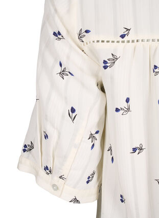 Korte viscose jurk met kanten rand en A-lijn snit, Birch w. Flower, Packshot image number 3