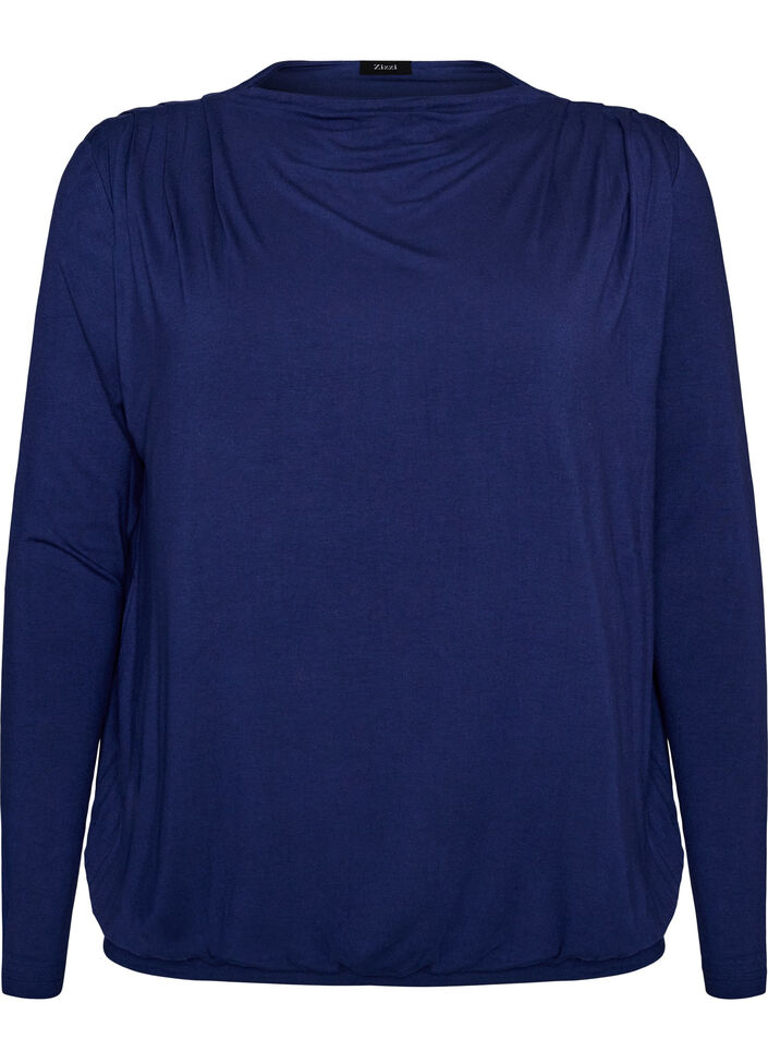 Blouse met boothals en ballonpasvorm, Blauw, Packshot image number 0