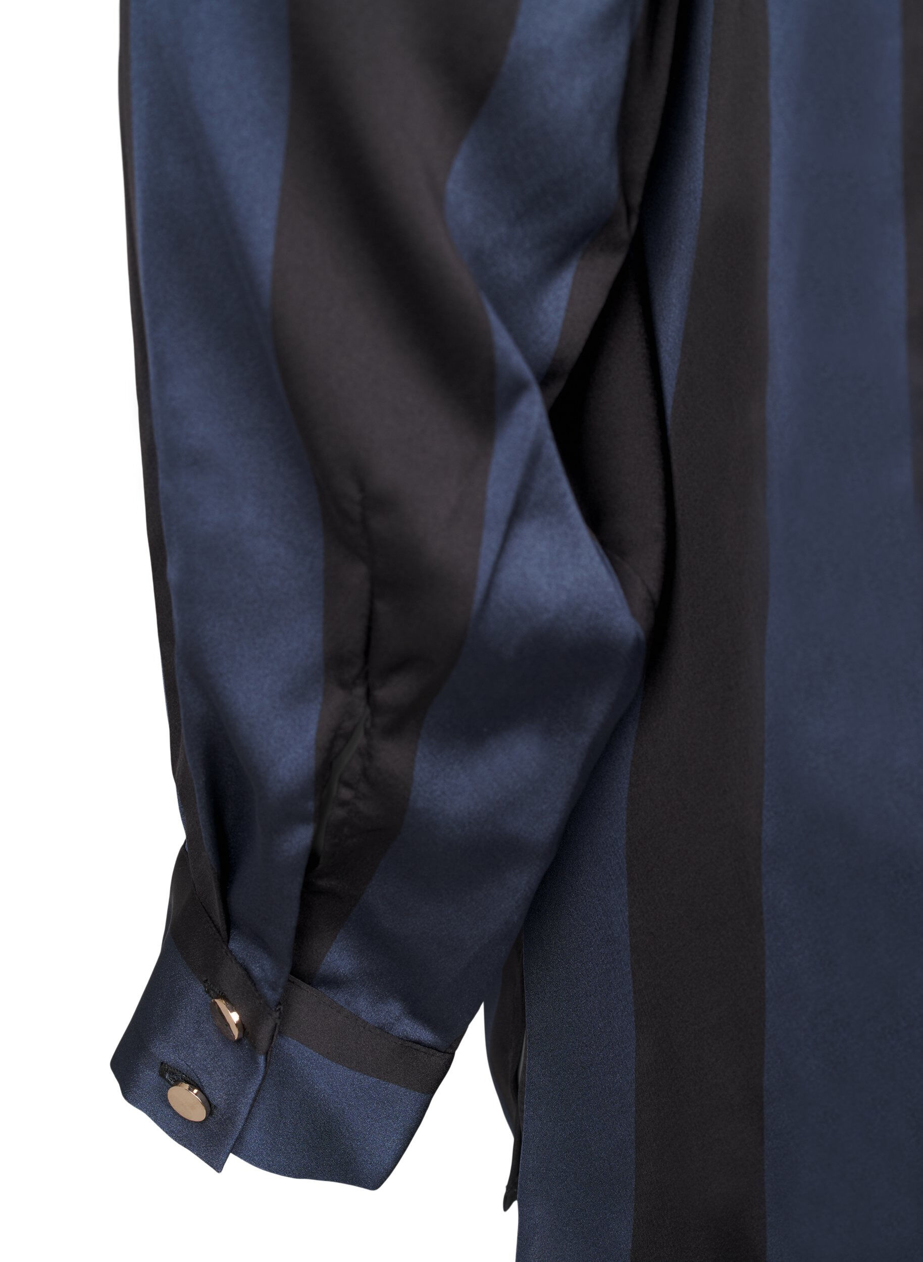 Zizzi Satijnen overhemd met strepen, Spellbound w. Black, Packshot image number 4