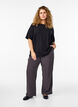 Geweven blouse met korte mouwen en ronde hals, Zwart, Model image number 1