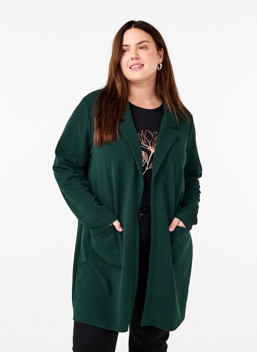 Lange jas met zakken, Groen, Model image number 0
