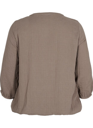 Katoenen blouse met knopen en 3/4-mouwen, Falcon, Packshot image number 1