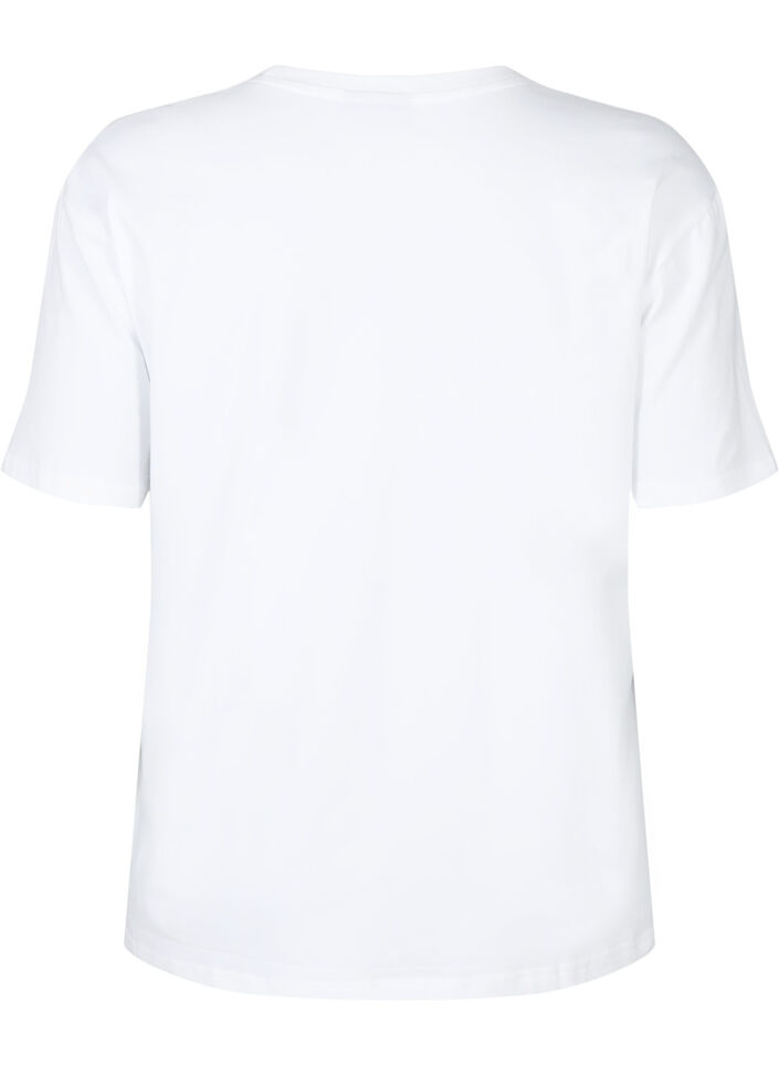 T-shirt in biologisch katoen met similistenen, White, Packshot image number 1