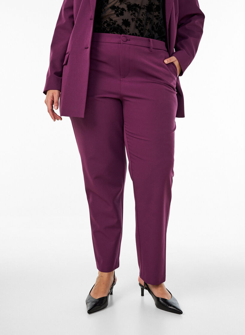 Trousers with pockets and straight legs, Purple, Model image number 2