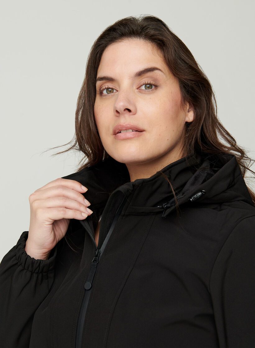 Softshell jas met capuchon, Black solid, Model image number 4