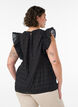 Blouse met textuur en ruches zonder mouwen, Zwart, Model image number 2