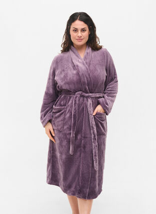 Lange badjas met zakken, Vintage Violet, Model image number 0