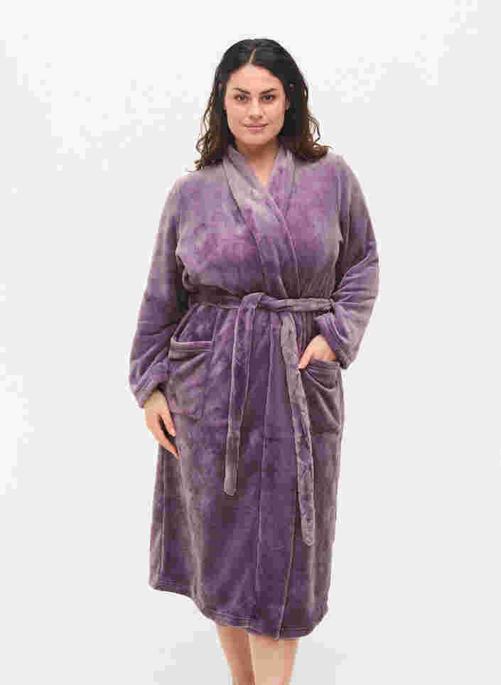 Lange badjas met zakken, Vintage Violet, Model