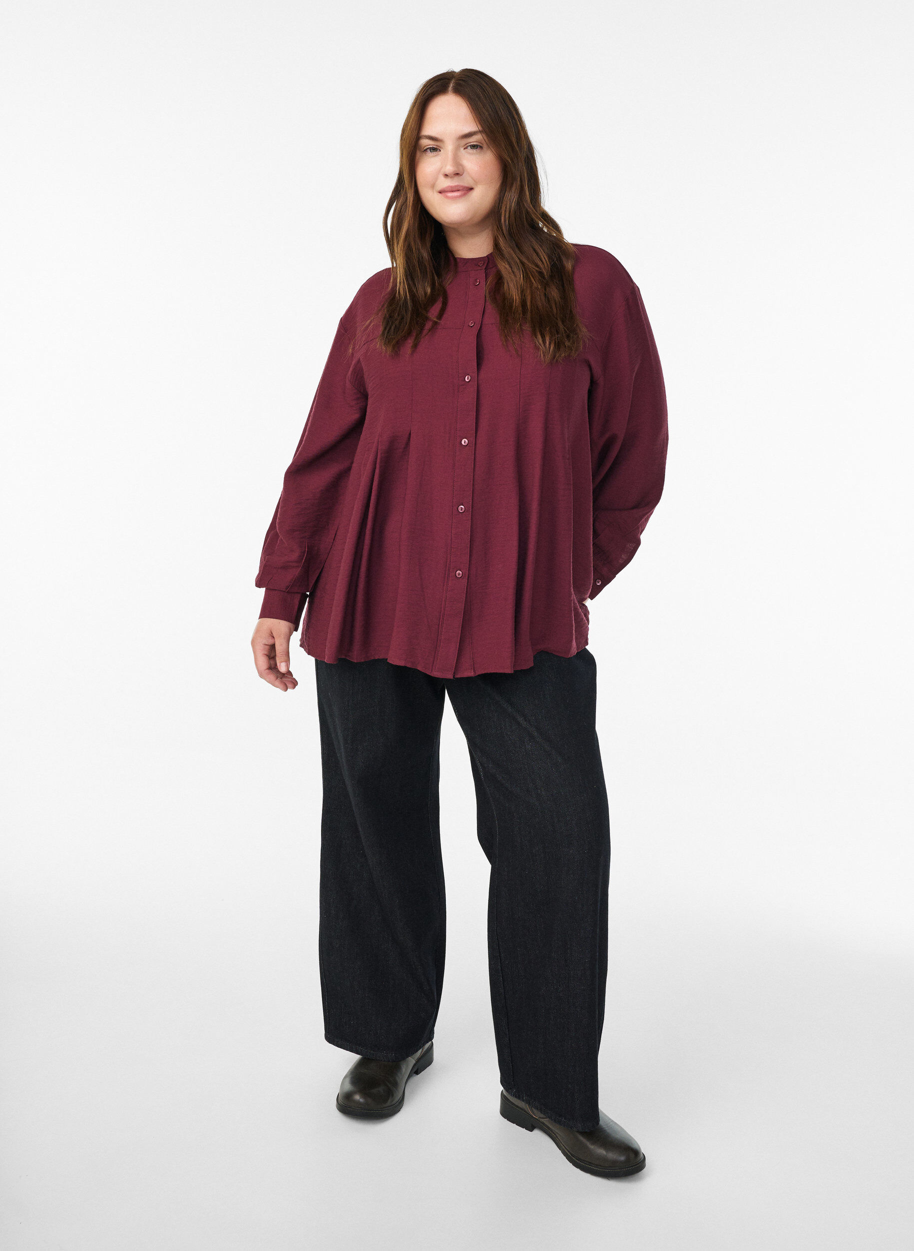 Zizzi Viscose shirt met A-lijn vorm, Rood, Model image number 1