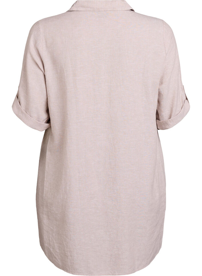 Tuniek van linnen en viscose met A-vorm, Beige, Packshot image number 1