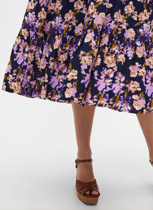 Viscose jurk met korte mouwen en print, Small Flower AOP, Model image number 2