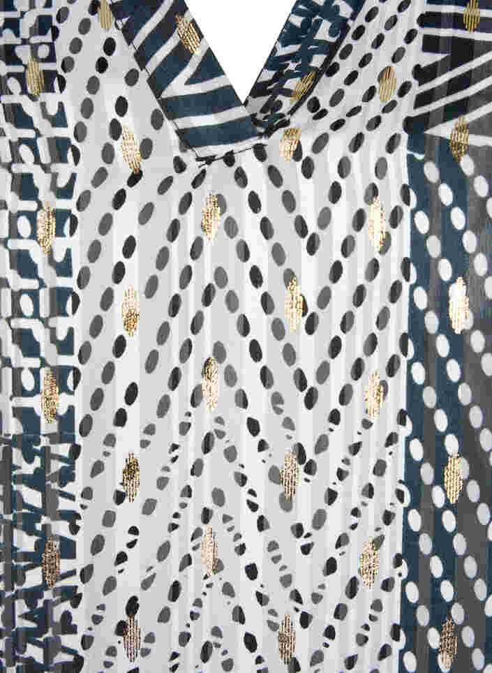 Bedrukte blouse met smok en v-hals, Black Graphic Stripe, Packshot image number 2