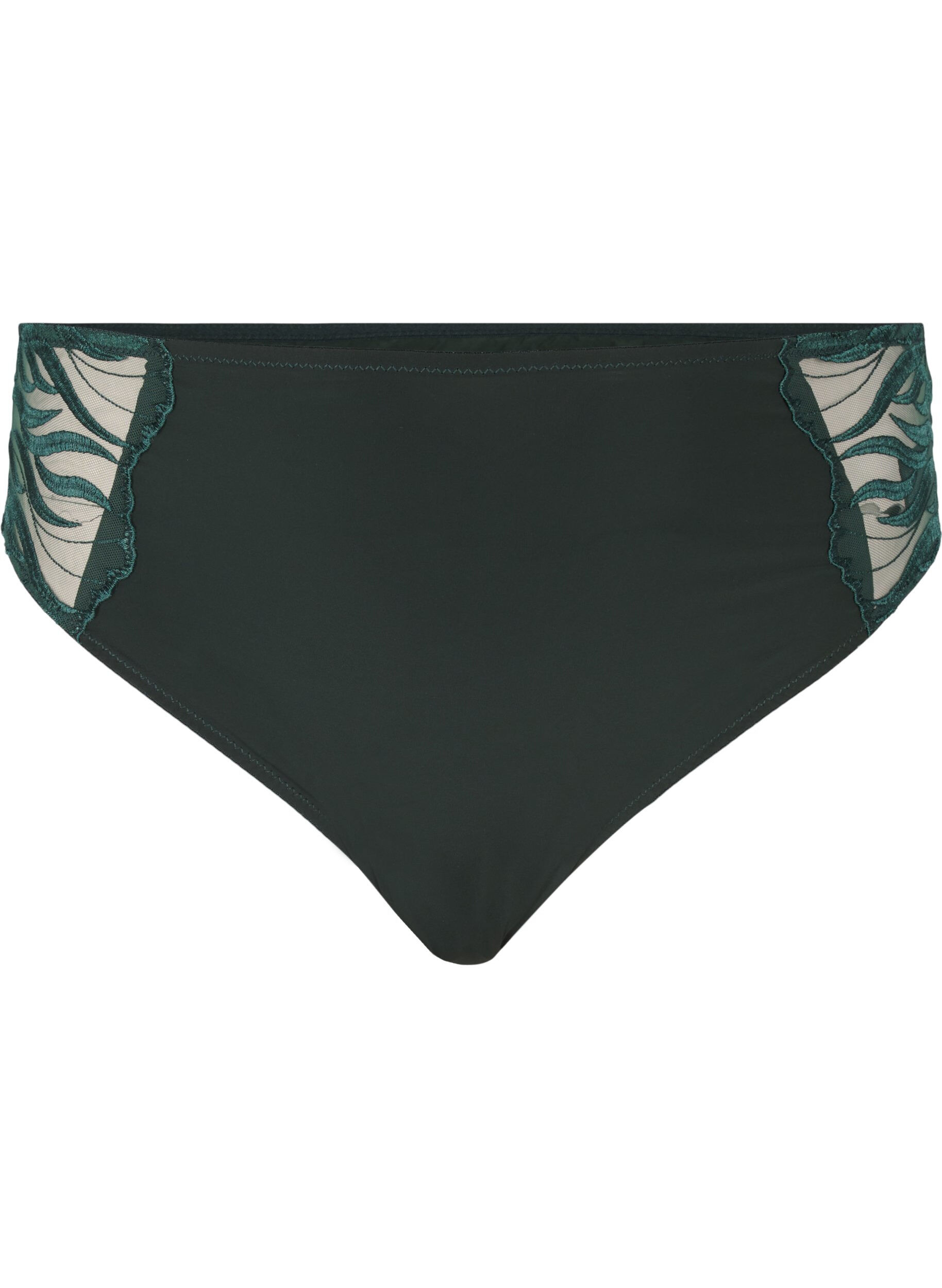 Zizzi Tai slip met borduursel en normale taille, Groen, Packshot image number 0