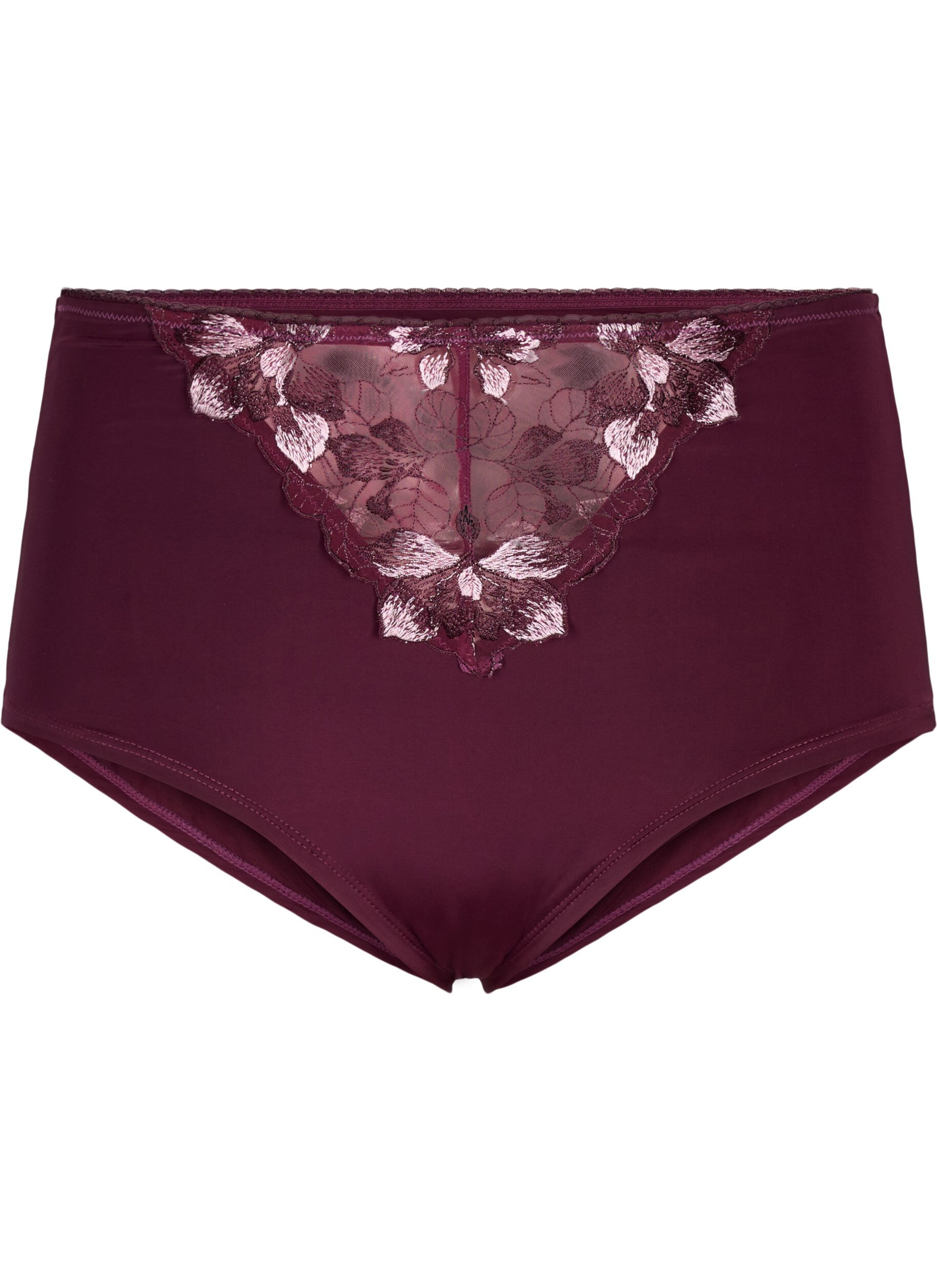 Zizzi Microfiber slip met bloemenborduursel, Donker Bordeaux, Packshot image number 0