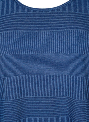 Blouse met driekwartmouwen en een gestreept patroon, Estate Blue Melange, Packshot image number 2