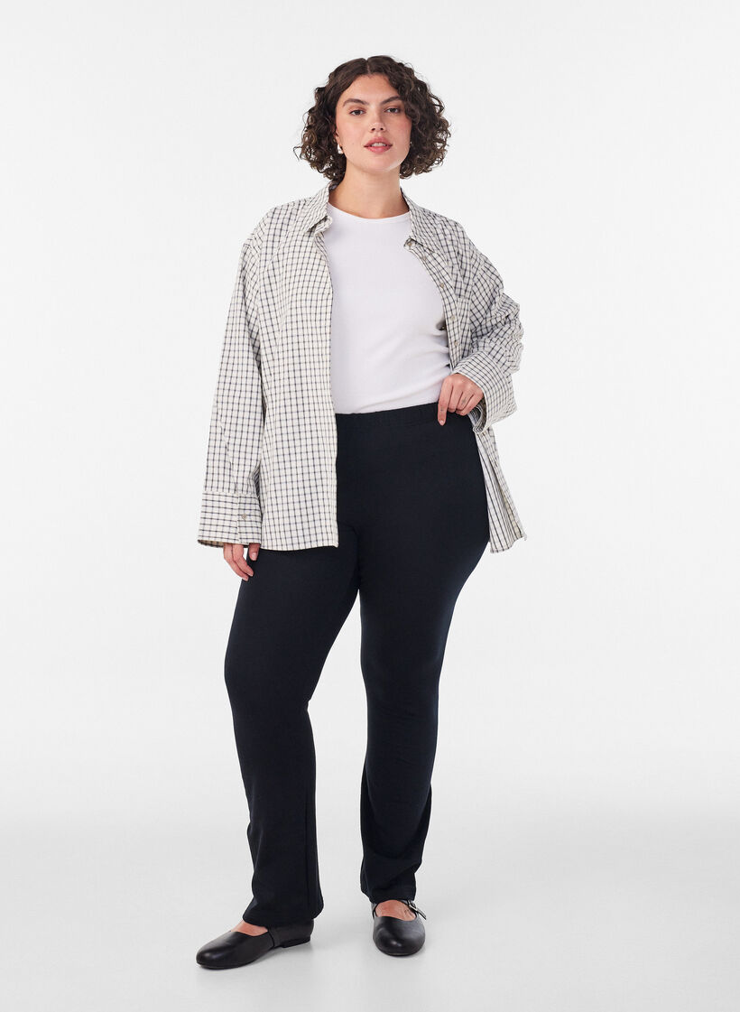Flared jerseybroek, Zwart, Model image number 1