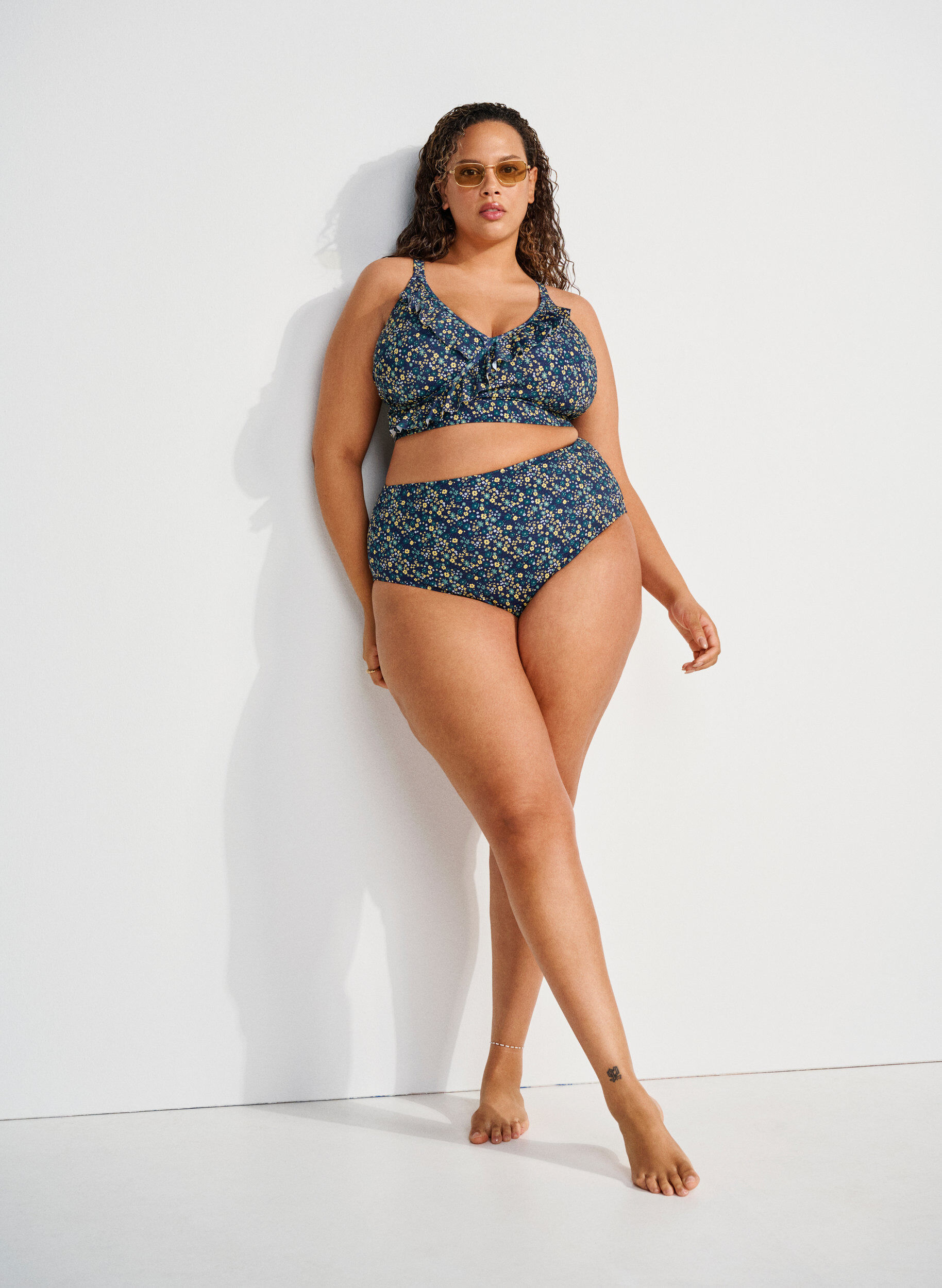 Bikinibroekje met print en hoge taille