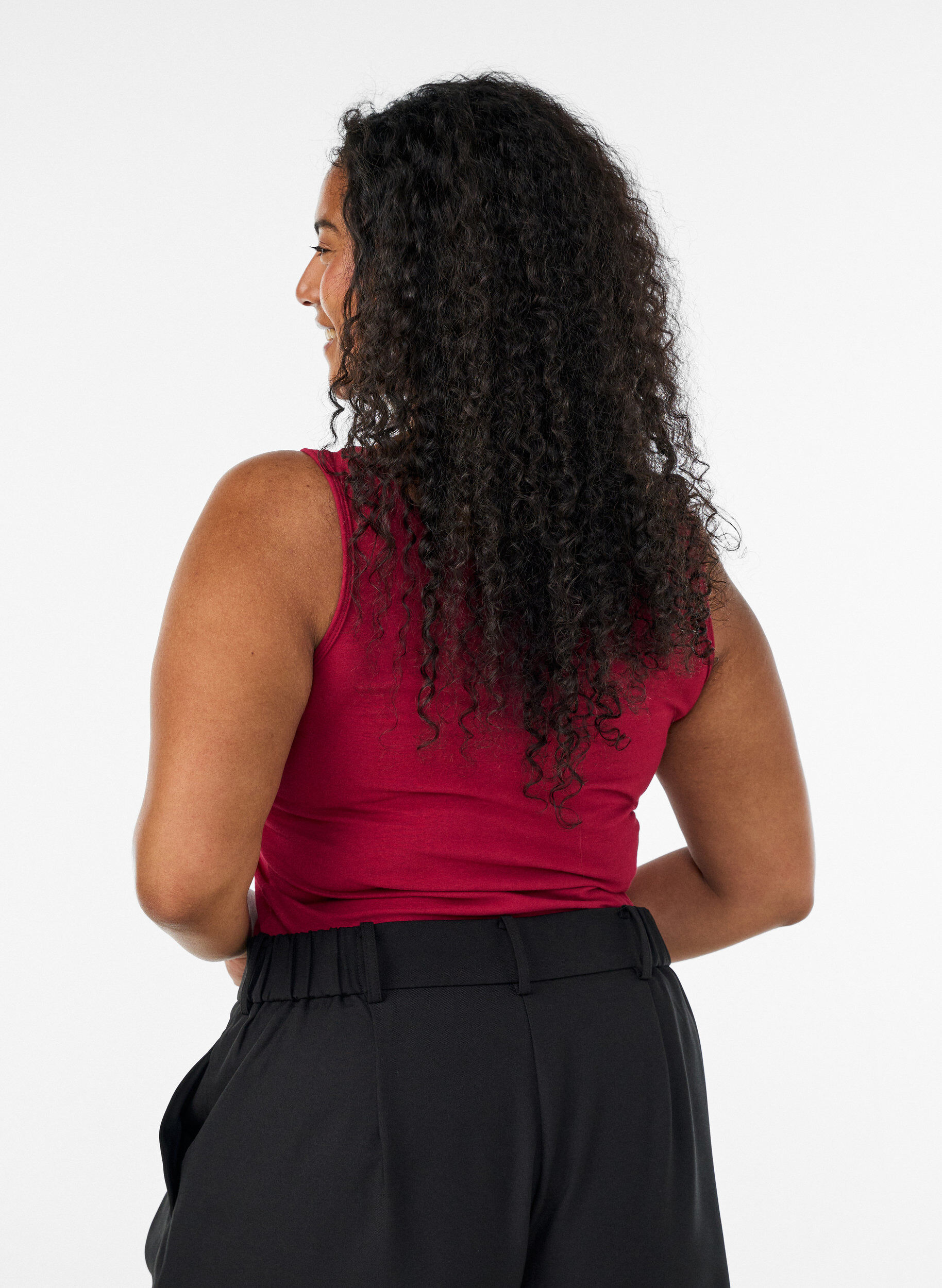 ZizziEffen basic top in katoen, Rood, Model image number 2