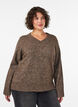 Jumper met V-hals, Bruin, Model image number 0