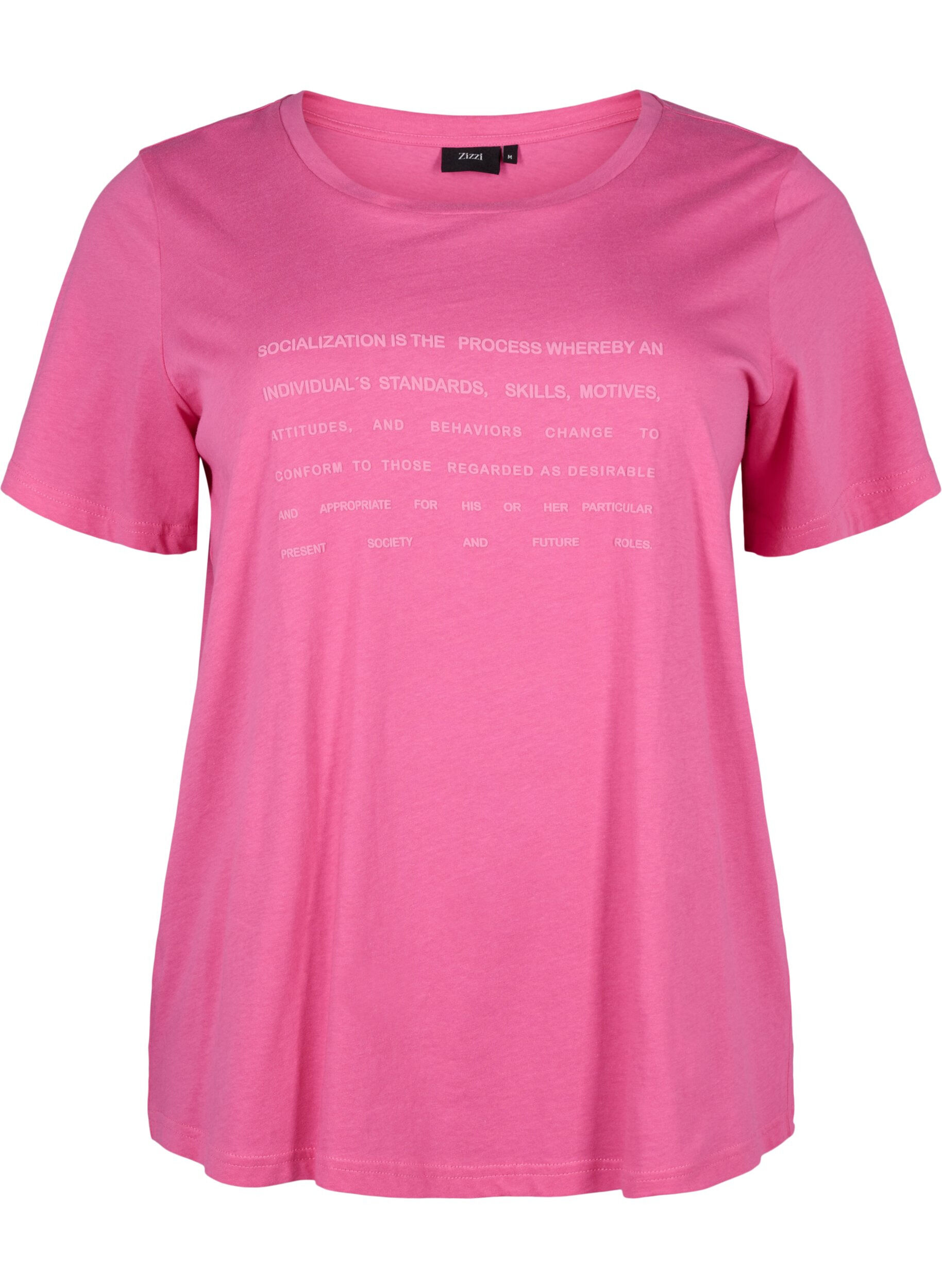 Zizzi T-shirt met tekstmotief, Shocking Pink W.Pink, Packshot image number 0