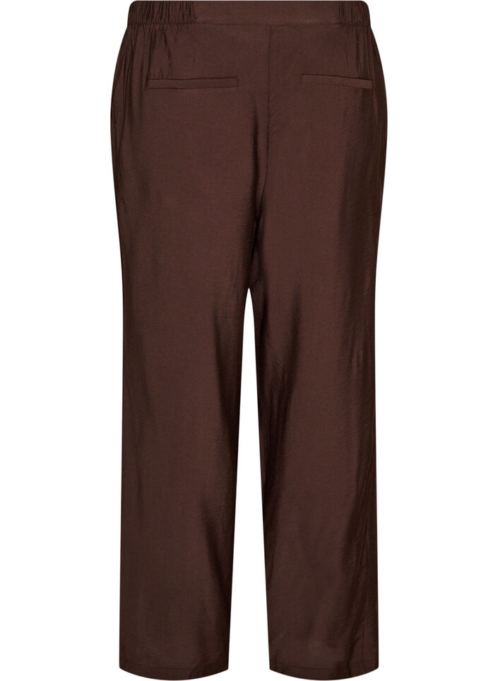 Viscose trousers with an elasticated waist and straight legs, Brown, Packshot image number 1
