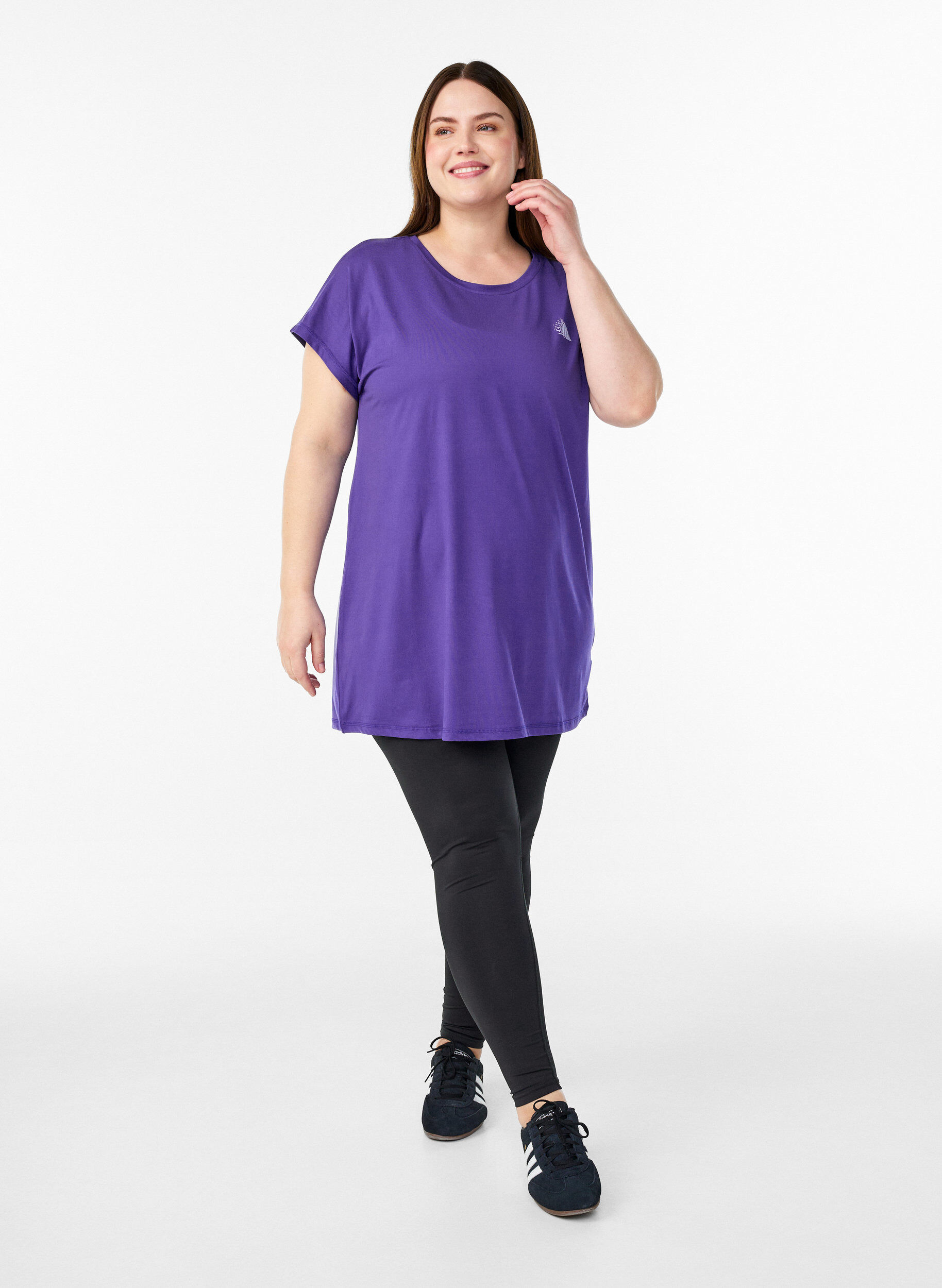 Zizzi Lang trainings T-shirt, Paars, Model image number 1