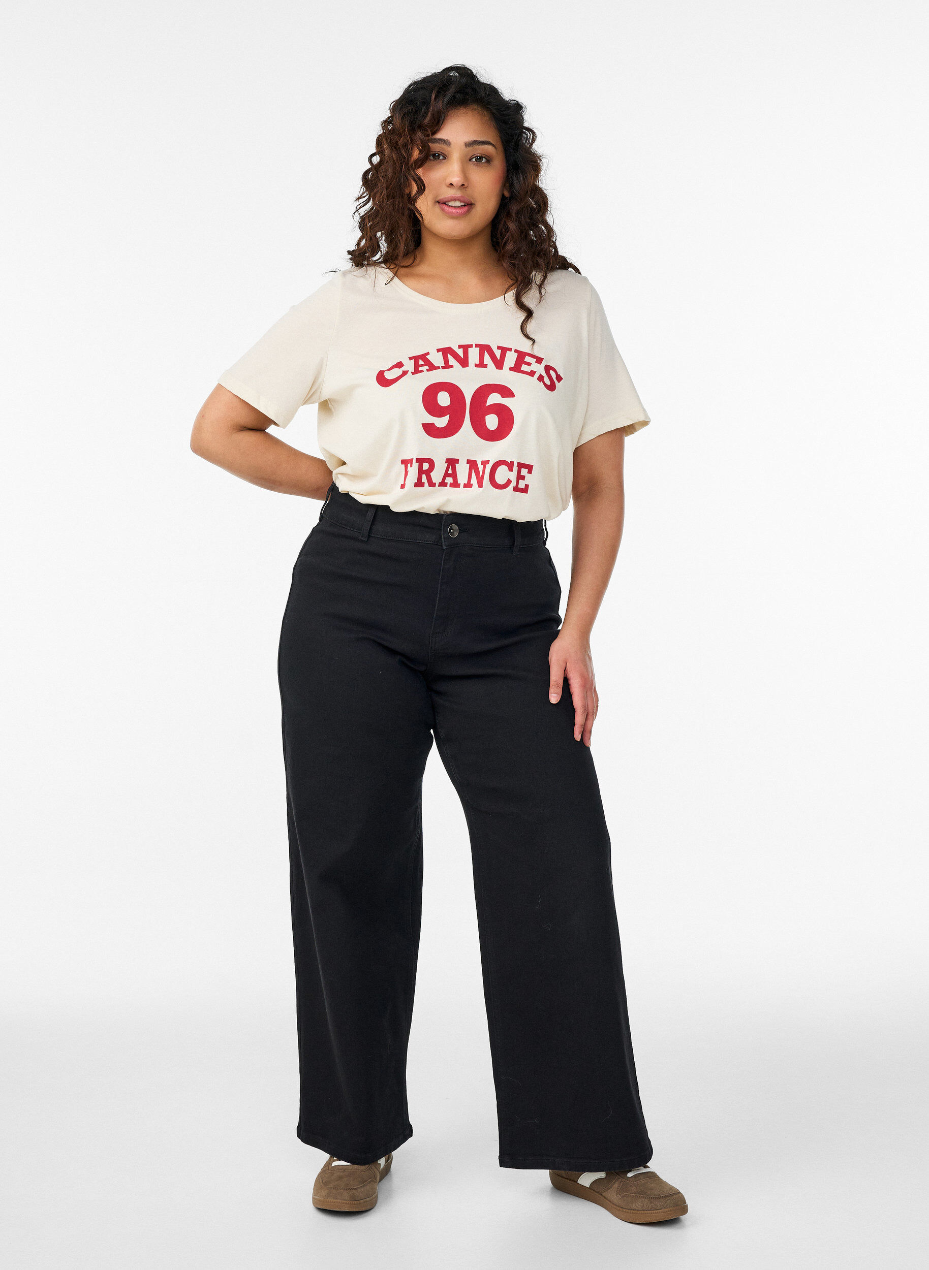 ZizziT-shirt met print, Vanille, Model image number 1