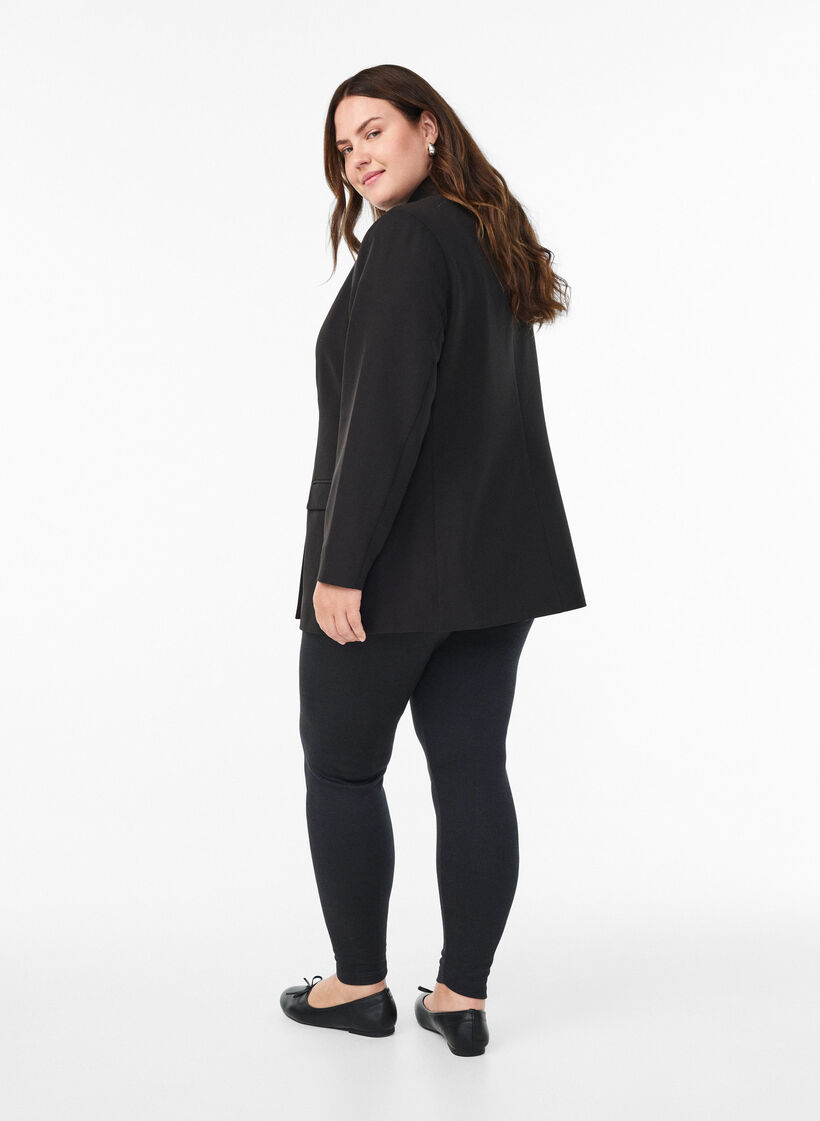 Leggings met normale taille en patroon, Zwart, Model image number 2