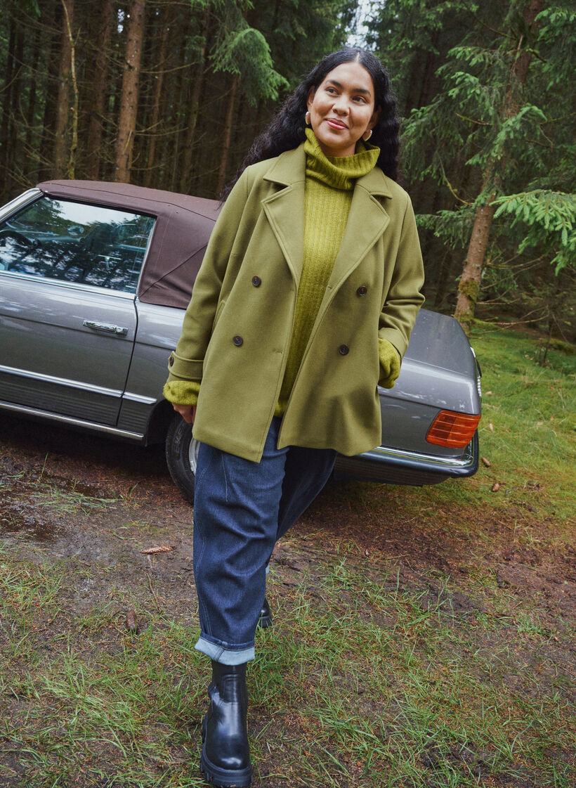 Korte jas met dubbele knoopsluiting, Groen, Image image number 0