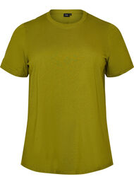 Basic katoenen T-shirt met ronde hals, Groen