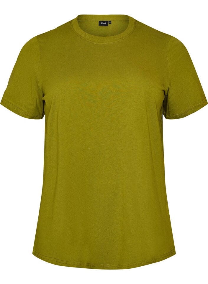 Basic katoenen T-shirt met ronde hals, Groen, Packshot image number 0