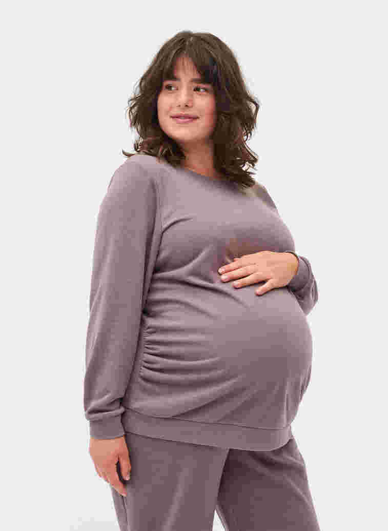 Zwangerschapstrui  met geribbelde randen, Iron, Model image number 0