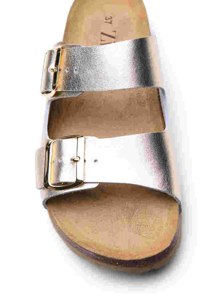 Leren sandalen met wijde pasvorm, Gold, Packshot image number 2