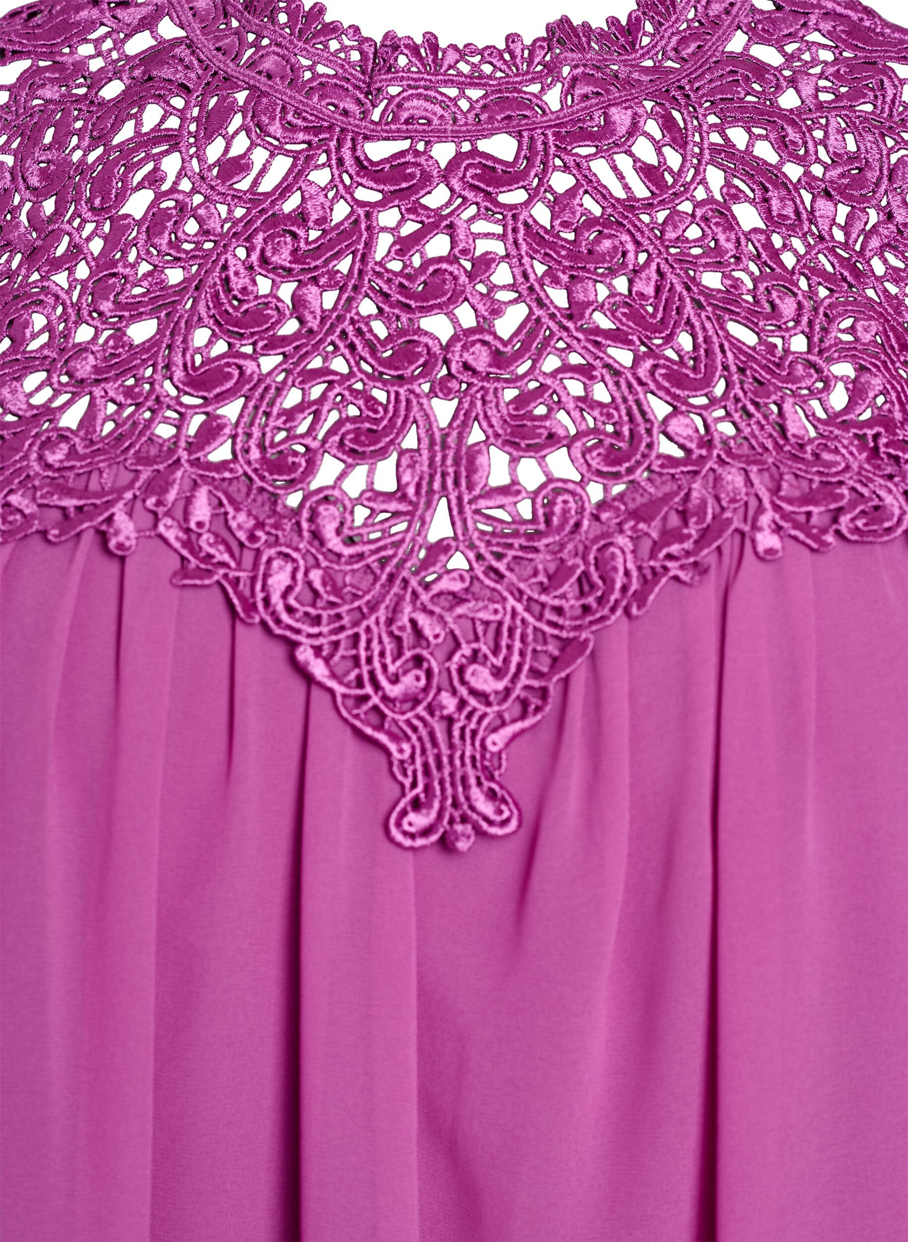 Zizzi Mouwloos feesttopje met haakwerk, Paars, Packshot image number 2