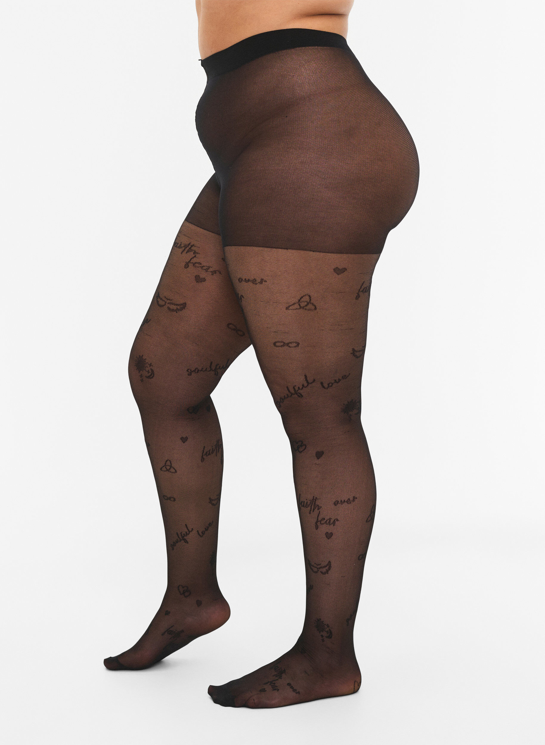 Zizzi Tattoo panty in 25 denier, Black, Model image number 0