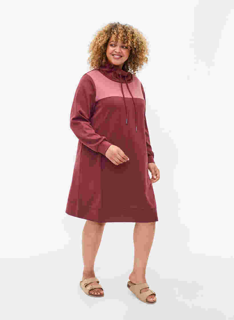Trui jurk met color-block, Red Mahogany/RoseBr., Model image number 1