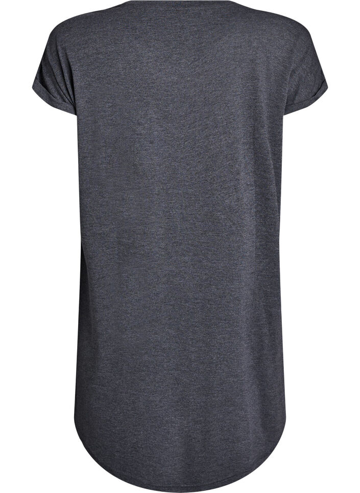 Nachthemd met korte mouwen en tekstprint, Zwart, Packshot image number 1